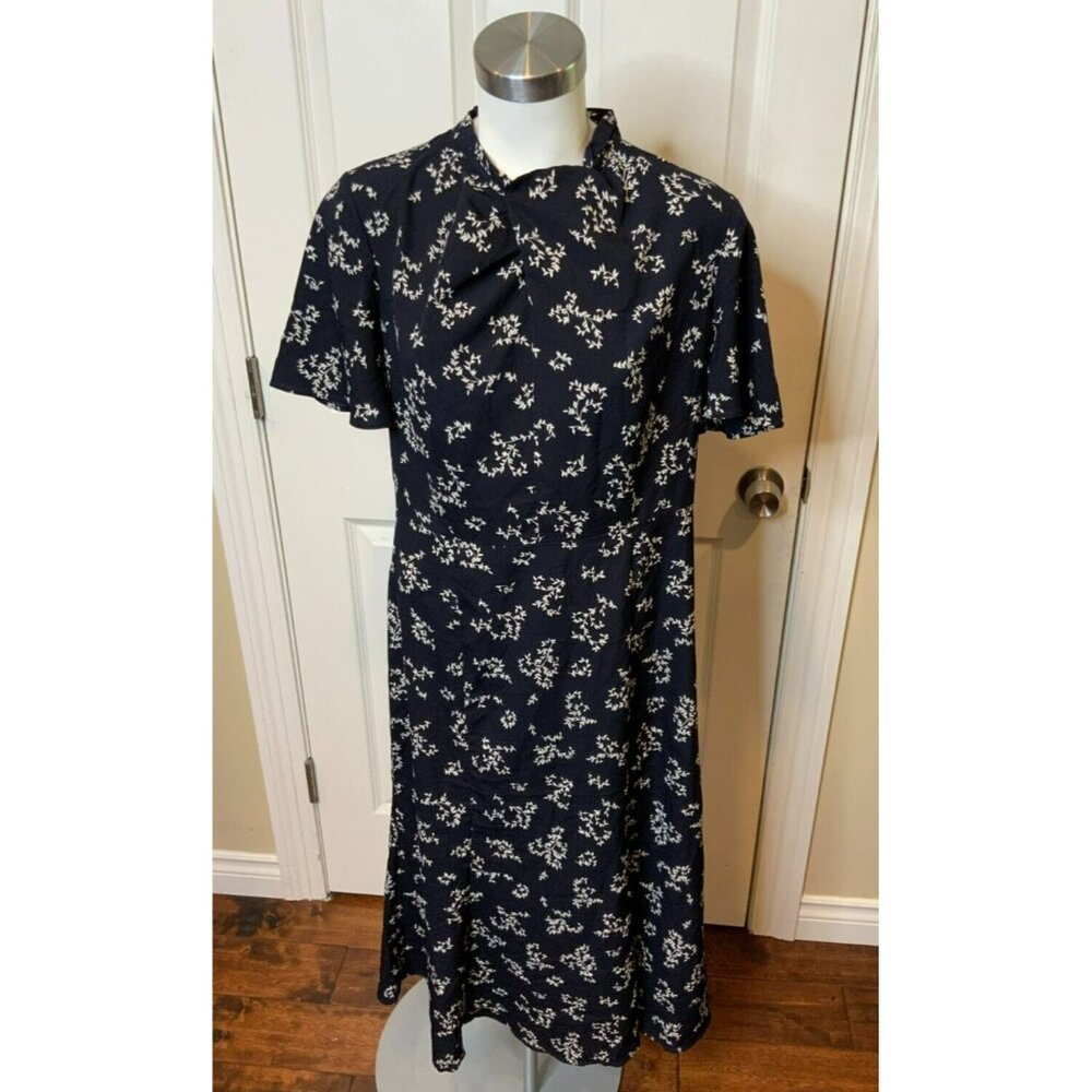 French Connection Navy Blue Floral Midi Dress